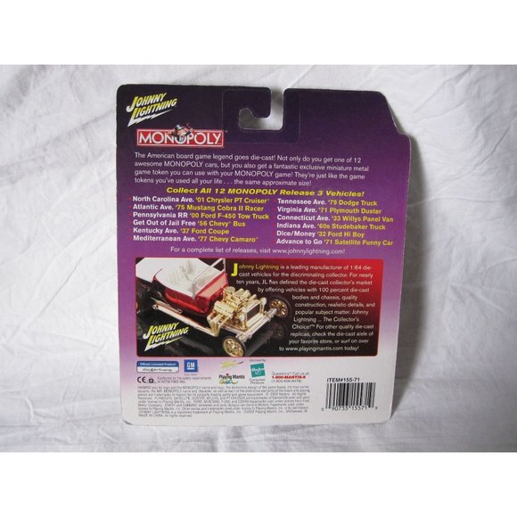 NEW Johnny Lightning Monopoly North Carolina Ave Chrysler PT Cruiser +Game Token - Picture 2 of 3